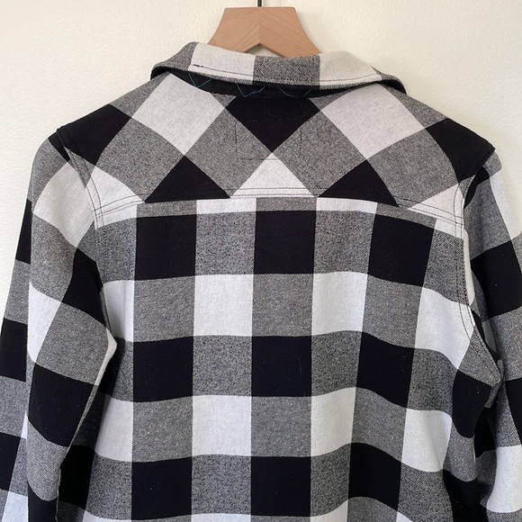 Orvis | Ladies Black White Checker Fleece Lined Button Front Shacket Size Medium - Picture 9 of 14